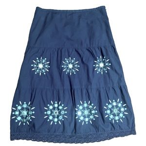 - AnnTaylor- Loft size 4 beautiful navy blue left side zip skirt- mirror…